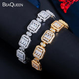 Square Tennis & Silver CZ Paved Charm Bracelet Women Valentines Gift