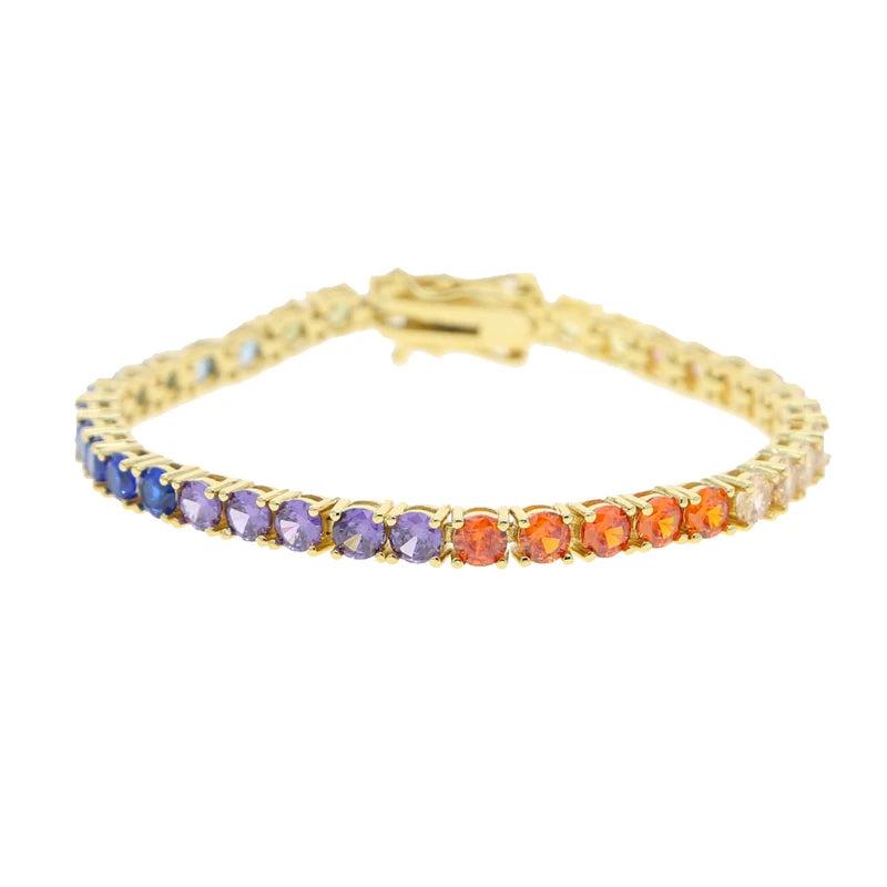 Rainbow Cz Bangle Tennis Bracelet for Women