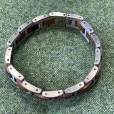 Wooden Stainless Steel Bracelet Men Silver Wristband for Boyfriend