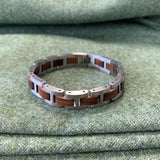Wooden Stainless Steel Bracelet Men Silver Wristband for Boyfriend