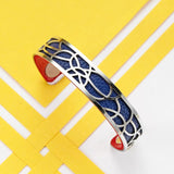 14MM Argent Flower Bracelet Leather Bangle for Women