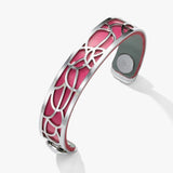 14MM Argent Flower Bracelet Leather Bangle for Women