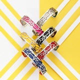 14MM Argent Flower Bracelet Leather Bangle for Women