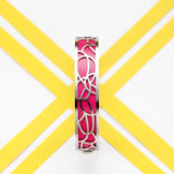 14MM Argent Flower Bracelet Leather Bangle for Women