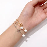 CHHC Pearl Bracelet for Women Rose Letter High Steel and Titanium
