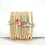 Heart Charm Bracelet Women's Elastic Copper Beads Chain Friendship Gift