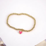Heart Charm Bracelet Women's Elastic Copper Beads Chain Friendship Gift