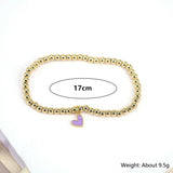 Heart Charm Bracelet Women's Elastic Copper Beads Chain Friendship Gift