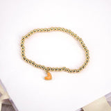 Heart Charm Bracelet Women's Elastic Copper Beads Chain Friendship Gift