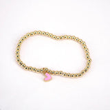 Heart Charm Bracelet Women's Elastic Copper Beads Chain Friendship Gift