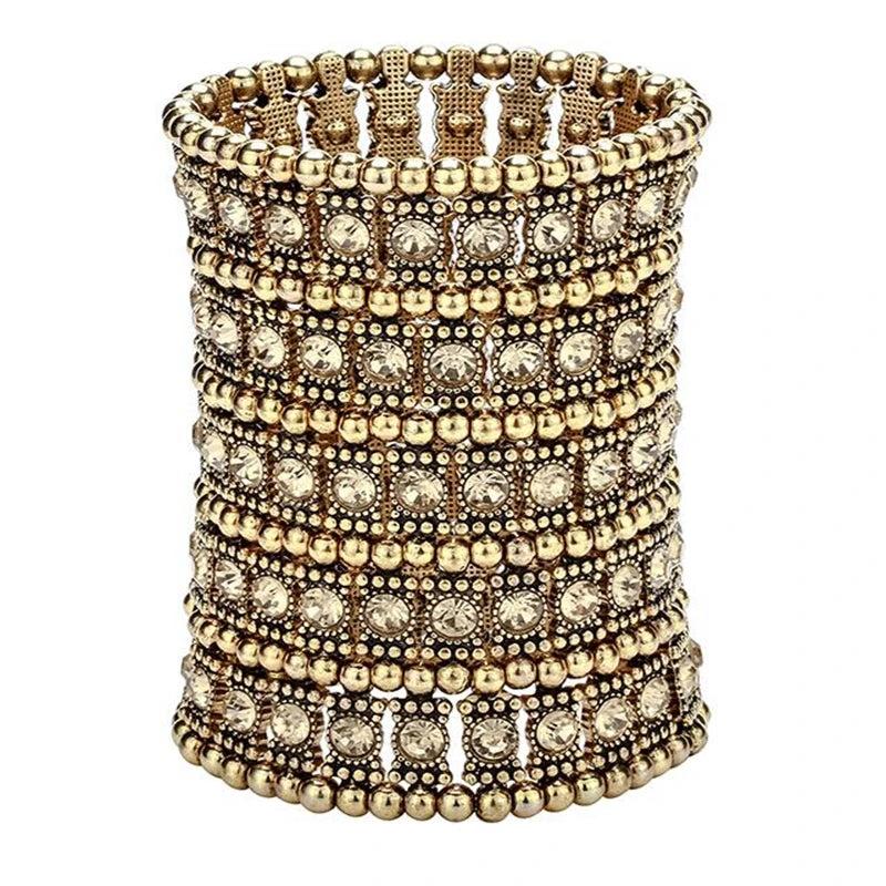 Crystal Elastic Strand Wrist Bangle Cuff Bracelet Women Wedding Jewelry