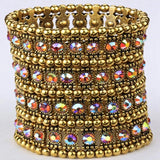Crystal Elastic Strand Wrist Bangle Cuff Bracelet Women Wedding Jewelry