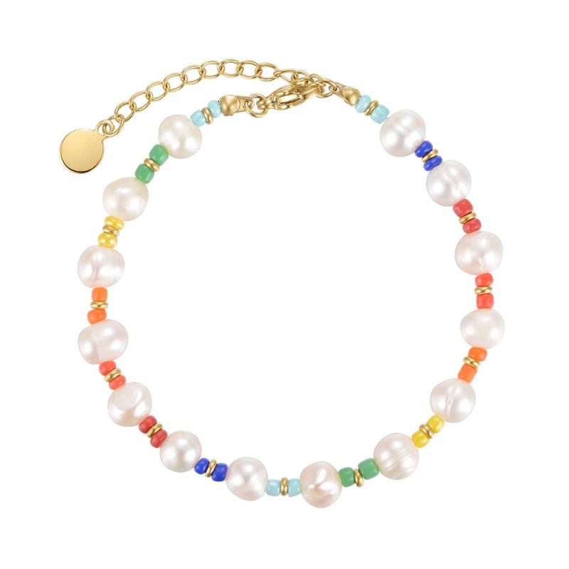 Colorful Seed Beaded Pearl Bracelet for Women