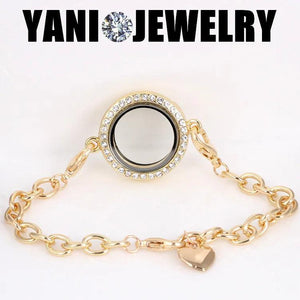 10Pcs 25mm Round Crystal Photo Memory Floating Charms Locket Chain Bracelet