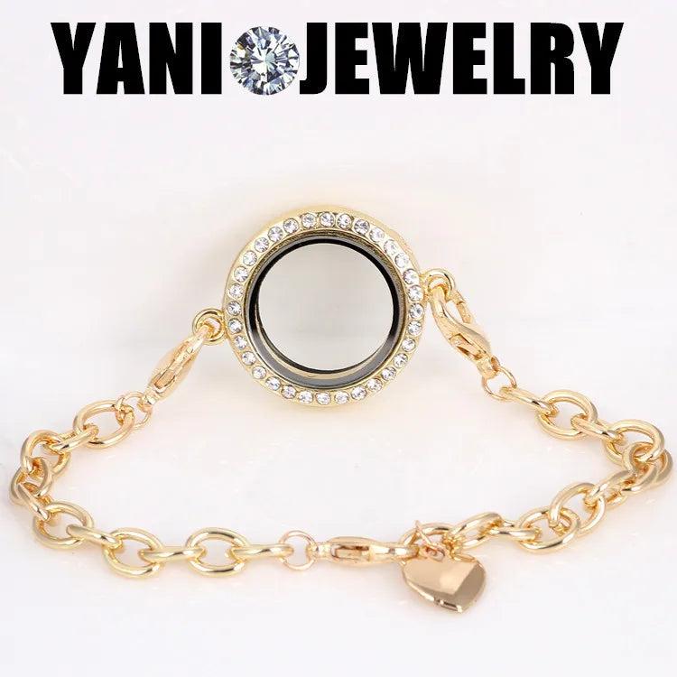 10Pcs 25mm Round Crystal Photo Memory Floating Charms Locket Chain Bracelet