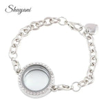 10Pcs 25mm Round Crystal Photo Memory Floating Charms Locket Chain Bracelet