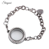 10Pcs 25mm Round Crystal Photo Memory Floating Charms Locket Chain Bracelet
