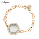 10Pcs 25mm Round Crystal Photo Memory Floating Charms Locket Chain Bracelet