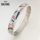 Vintage Enamel Bracelet Bangle Stainless Steel Jewelry