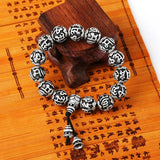 Thai Silver Bead Bracelet Retro Cold Wind Meditation Elastic Rope Jewelry