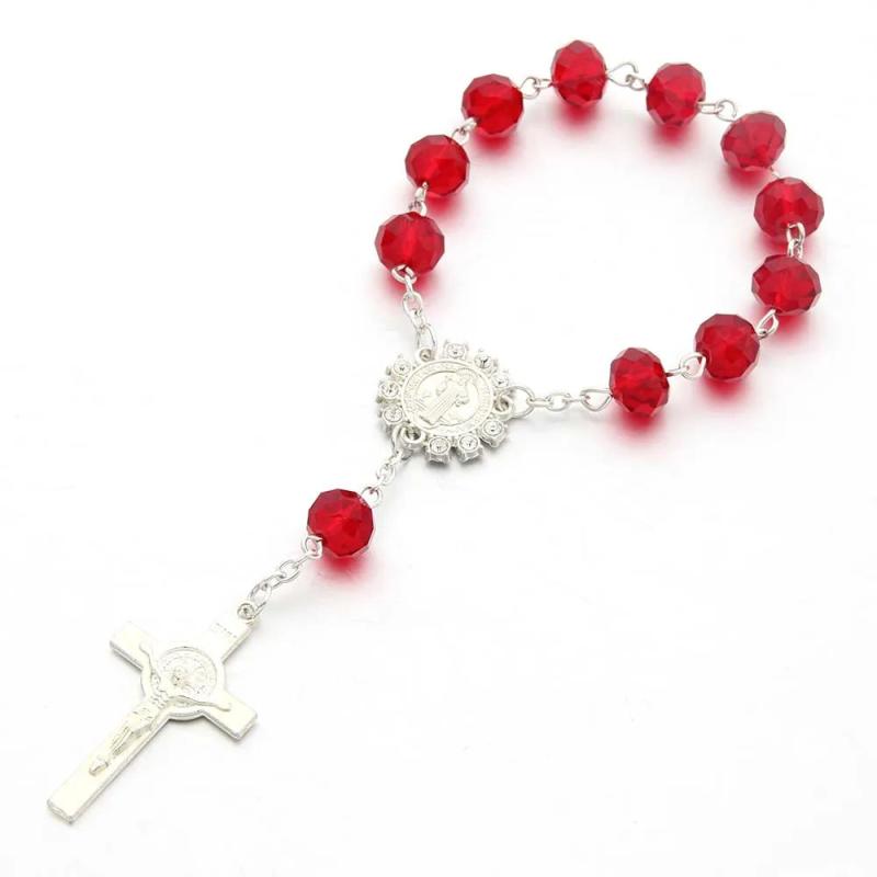10pcs Baptism Favors Crystal Beaded Catholic Rosary Bracelet