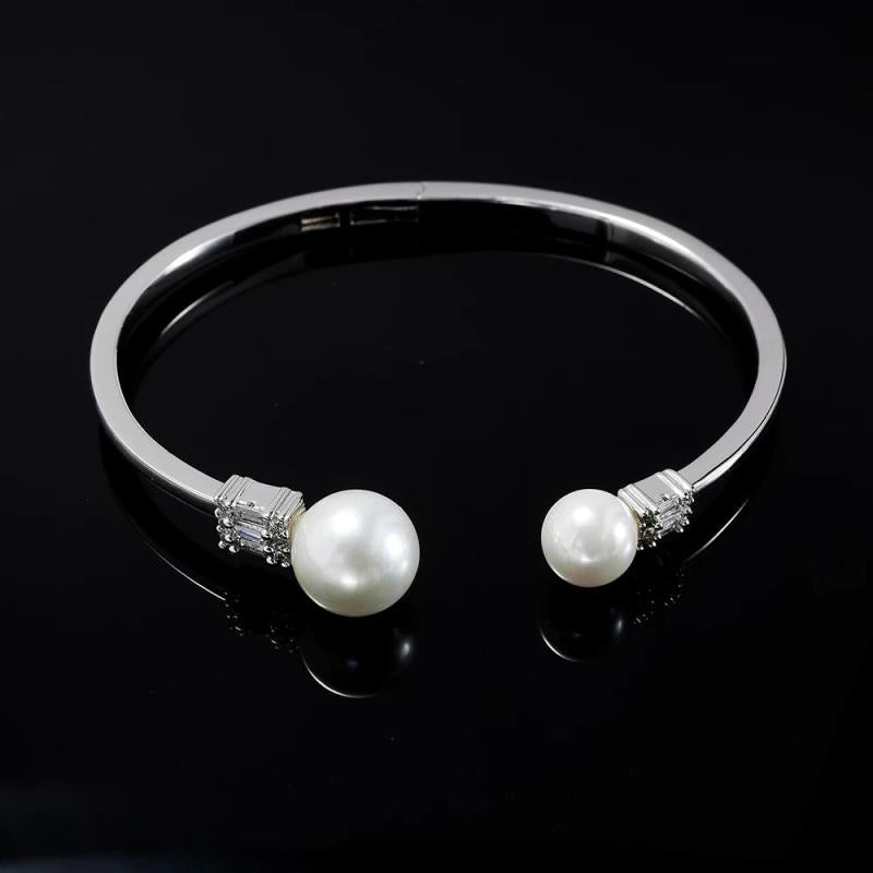 Pearl Bangle for Women Bracelet with Cubic Zirconia Dubai Jewelry