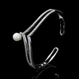 Pearl Bangle for Women Bracelet with Cubic Zirconia Dubai Jewelry