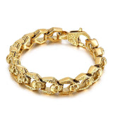 Skull 13mm Combo Bracelet Stainless Steel Men's Jewelry