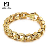 Skull 13mm Combo Bracelet Stainless Steel Men's Jewelry