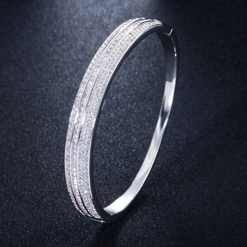 CWWZircons Cubic Zirconia Open Cuff Bracelet Bangle for Women