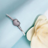 925 Sparkling Heart Clasp Snake Chain Bracelet Silver Jewelry Gift