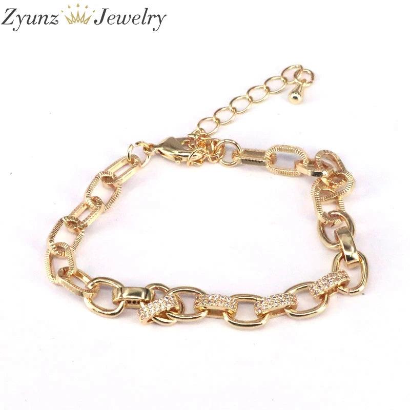 Punk Chain Bracelet with CZ Micro Pave for Women