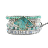Natural Stone Leather Bracelet Women 5 Layers Wrap Bracelet