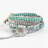 Natural Stone Leather Bracelet Women 5 Layers Wrap Bracelet