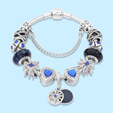 925 Sterling Silver Crystal Beads Stars Pendant Bracelet