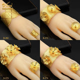 Indian Plated Bangles With Ring For Women Arabic Dubai Charm Bracelet