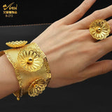 Indian Plated Bangles With Ring For Women Arabic Dubai Charm Bracelet