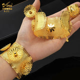 Indian Plated Bangles With Ring For Women Arabic Dubai Charm Bracelet