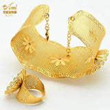 Indian Plated Bangles With Ring For Women Arabic Dubai Charm Bracelet