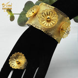 Indian Plated Bangles With Ring For Women Arabic Dubai Charm Bracelet