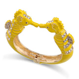 Sea Horse Cuff Bracelet Enamel Plated Bangle for Women Girls
