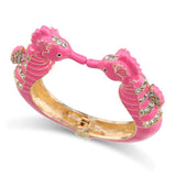 Sea Horse Cuff Bracelet Enamel Plated Bangle for Women Girls