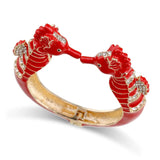 Sea Horse Cuff Bracelet Enamel Plated Bangle for Women Girls