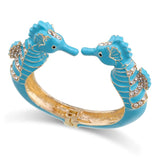 Sea Horse Cuff Bracelet Enamel Plated Bangle for Women Girls