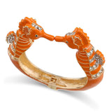 Sea Horse Cuff Bracelet Enamel Plated Bangle for Women Girls