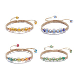 Kissitty Bling Glass Beads Adjustable Bracelets Flower Braided Bead Bracelets