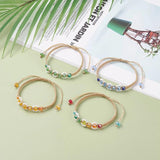 Kissitty Bling Glass Beads Adjustable Bracelets Flower Braided Bead Bracelets