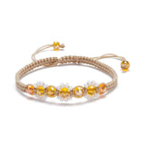 Kissitty Bling Glass Beads Adjustable Bracelets Flower Braided Bead Bracelets