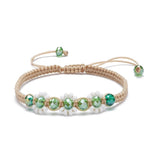 Kissitty Bling Glass Beads Adjustable Bracelets Flower Braided Bead Bracelets