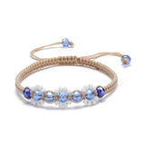 Kissitty Bling Glass Beads Adjustable Bracelets Flower Braided Bead Bracelets